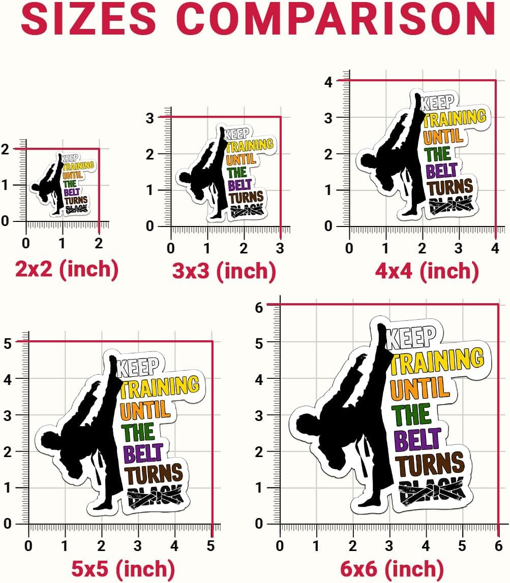 3 Pcs Keep Training Until Belt Turns Black Sticker, Karate Taekwondo Stickers, Black Belt Taekwondo Martial Arts Car Decal - Vinyl Sticker 3 Inches for Water Bottles Laptop Phone Car Window Helmet