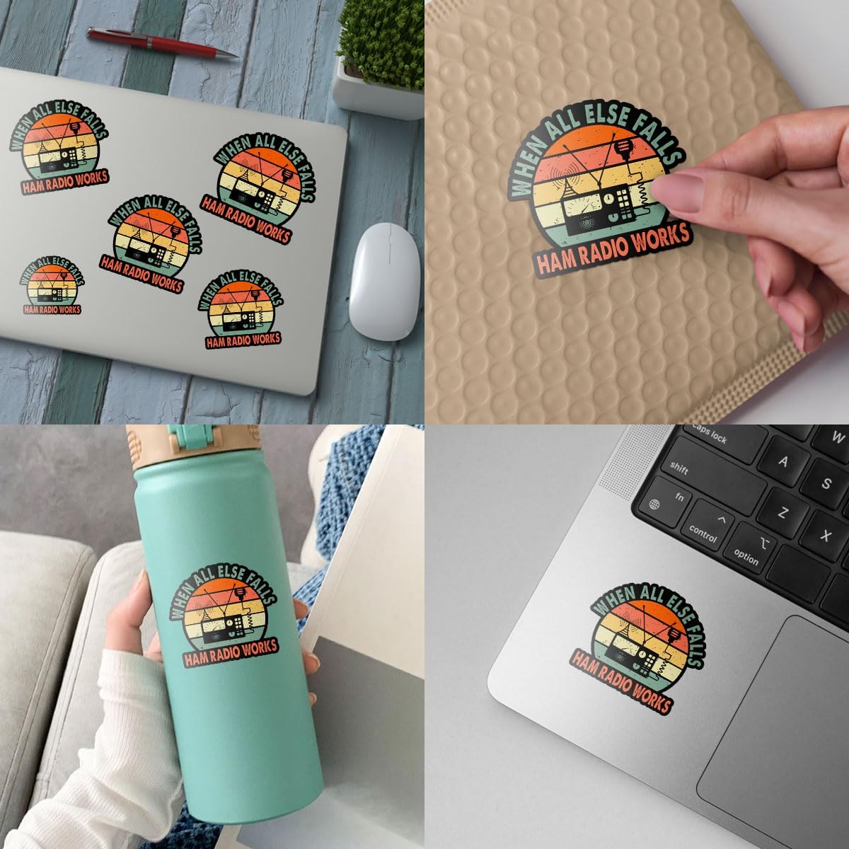 3 Pcs When All Else Fails Ham Radio Works Sticker, Amateur Ham Radio Operator Decal Funny Amateur Radio Quote Radio Vinyl Stickers Waterproof for Laptop Water Bottle Phone Car Helmet Gifts 3"x3"