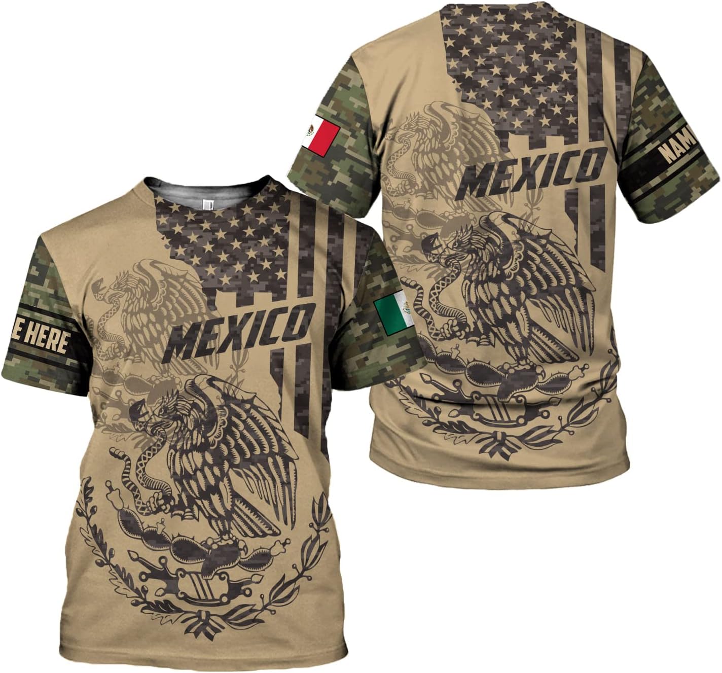 Paniprints Personalized Name Mexican Shirts for Men, Customized Mexico Shirts for Men, Mexico Shirts for Women Mexico Flag