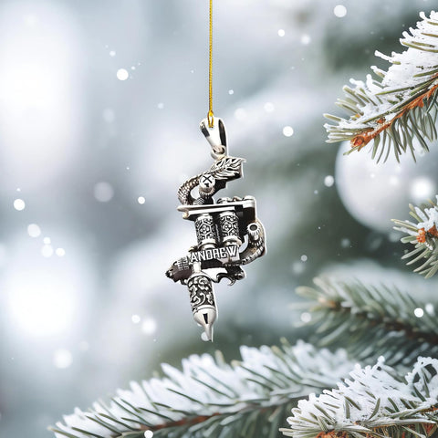 Personalized Tattoo Ornament, Tattoo Artist Christmas Ornaments 2024, Christmas Tattoos for Ornaments Gifts for Tattoo Artists Tattoo Machine Tattoo Shop Tattoo Artist Gifts Tree Decor (Tattoo 9)
