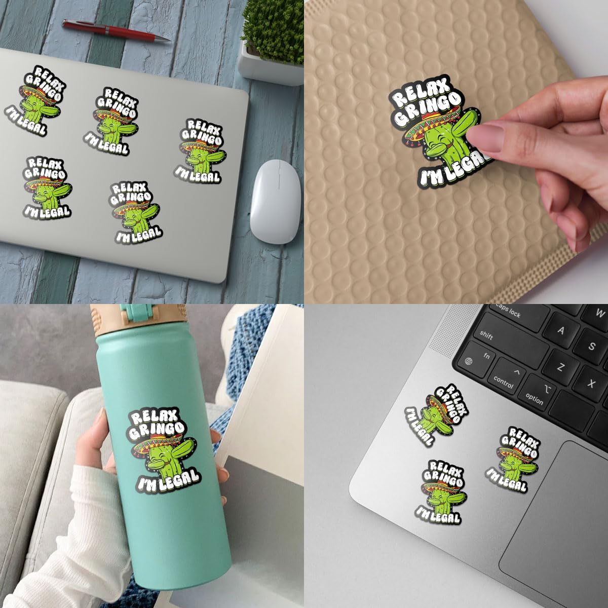 3 Pcs Relax Gringo Im Legal Sticker, Relax Gringo Im Legal Sticker for Car, Relax Gringo Calcomanías De Mexico Funny Immigrant Calcomanias Mexico Mexican Cactus Stickers for Truck Car Helmet (G1)