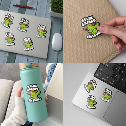 3 Pcs Relax Gringo Im Legal Sticker, Relax Gringo Im Legal Sticker for Car, Relax Gringo Calcomanías De Mexico Funny Immigrant Calcomanias Mexico Mexican Cactus Stickers for Truck Car Helmet (G1)