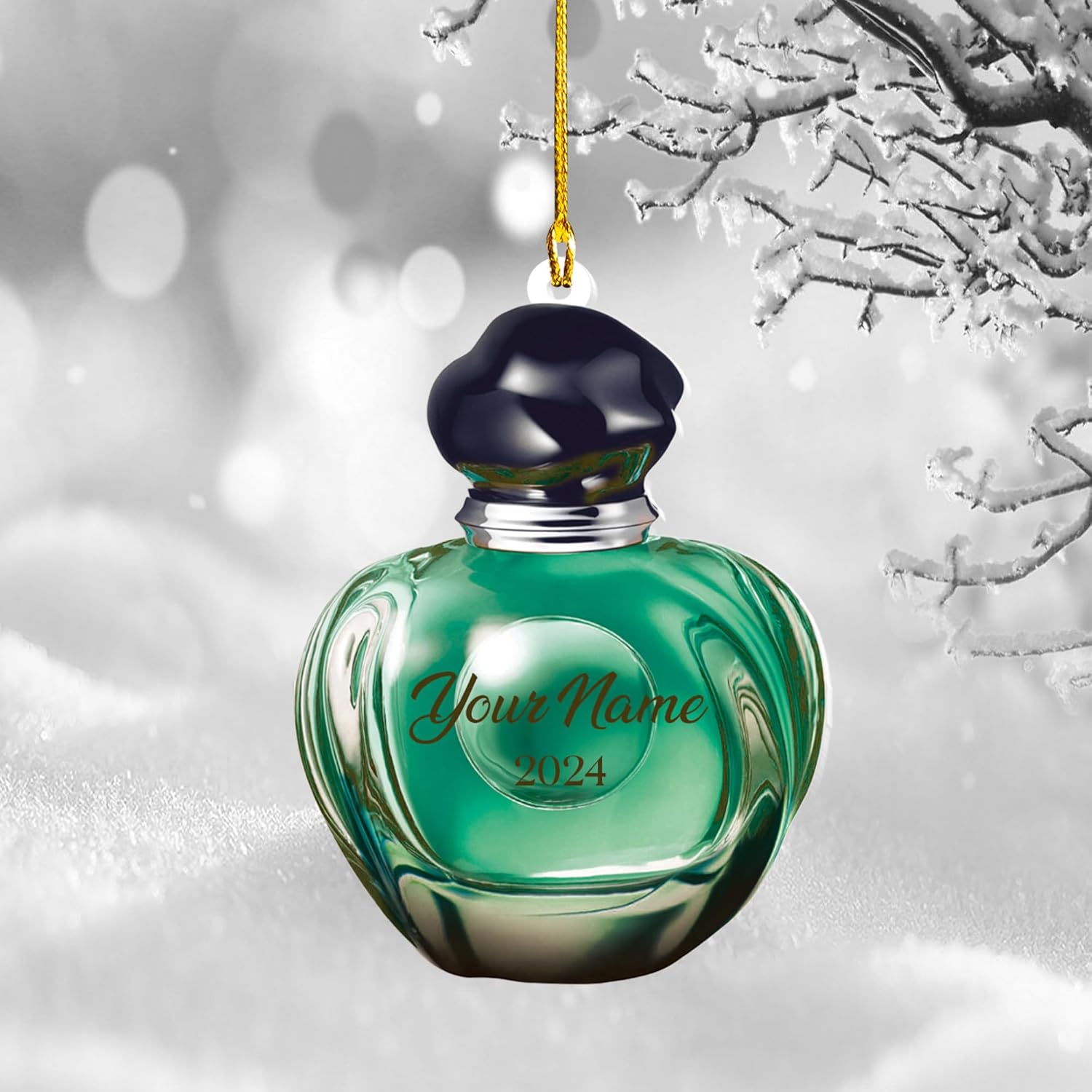 Mostefy Personalized Perfume Bottle Ornament 2024, Perfume Bottle Christmas Ornament, Perfume Ornament Gift, Perfume Ornament Decor, Perfume Lovers Pine Hanging Decor (Style 2)