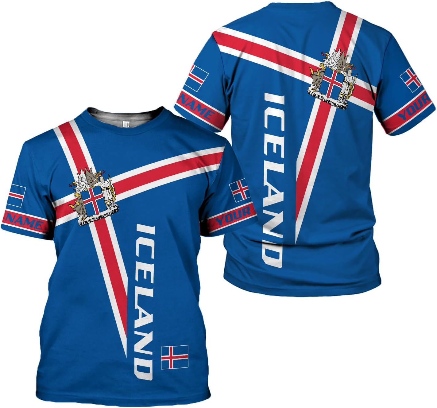 MoonArt Personalized Iceland Shirt 3D, Reykjavik Souvenir Tshirt Icelandic Pride Flag T-Shirt Men Women Shirts
