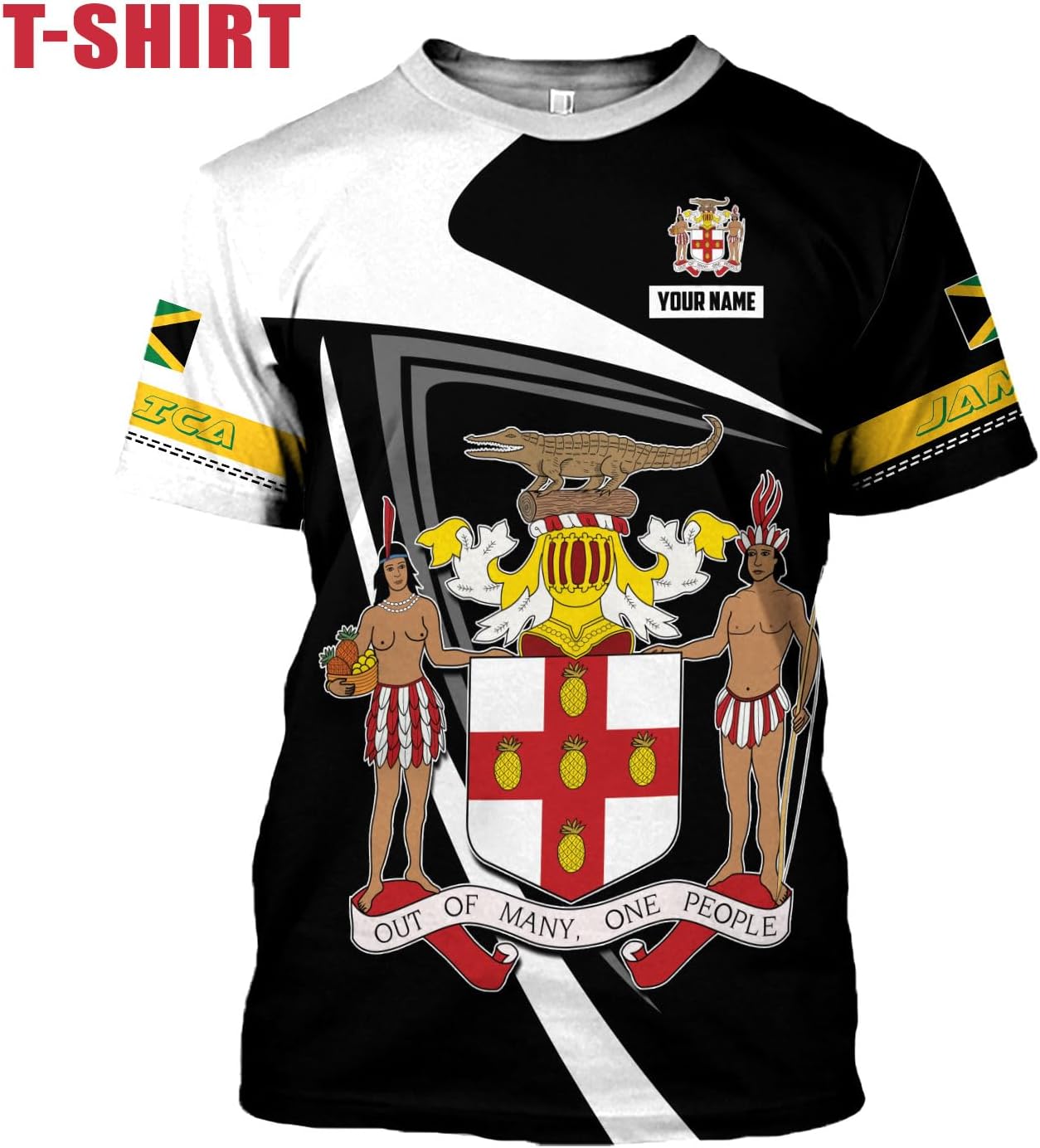 Ligthuy Personalized Jamaica Shirt 3D, Custom Jamaica Flag Lion Shirt for Men and Women, Jamaican Pride T-Shirt Unisex