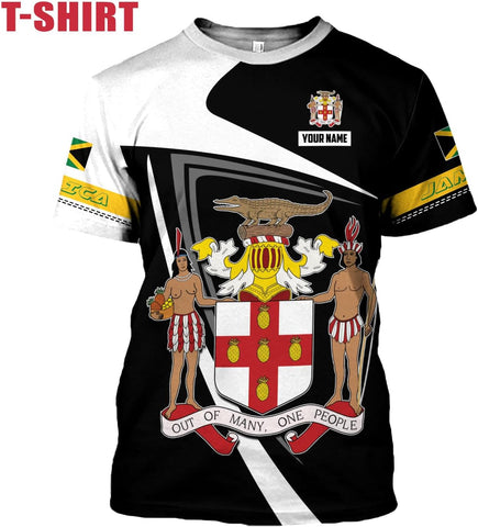 Ligthuy Personalized Jamaica Shirt 3D, Custom Jamaica Flag Lion Shirt for Men and Women, Jamaican Pride T-Shirt Unisex