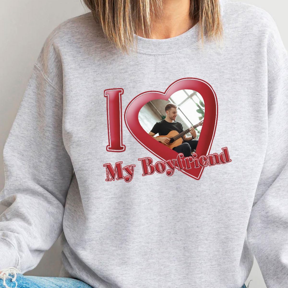 Personalized I Love My Girlfriend Custom Photo Shirt I Love My Boyfriend Gifts for Men, Women Valentine, Birthday Shirt Gift