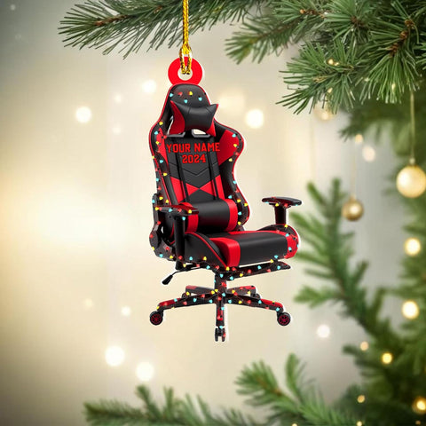Ligthuy Personalized Gaming Ornaments for Christmas Tree, Computer Gaming Christmas Ornaments, Chair Gaming Chrismas Ornament for Gamer, Game Lover, Chair Gaming Xmas Decor (GM10)