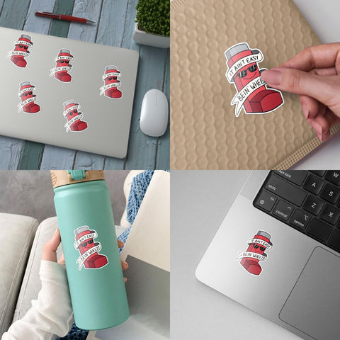 3 Pcs It Ain't Easy Being' Wheezy Sticker Funny Inhaler Allergy Gift it Ain't Easy Being Wheezy Inhaler Holder Stickers it Aint Easy Being Wheezy Stickers for Laptop watter Bottle Phone Helmet 3"x3"