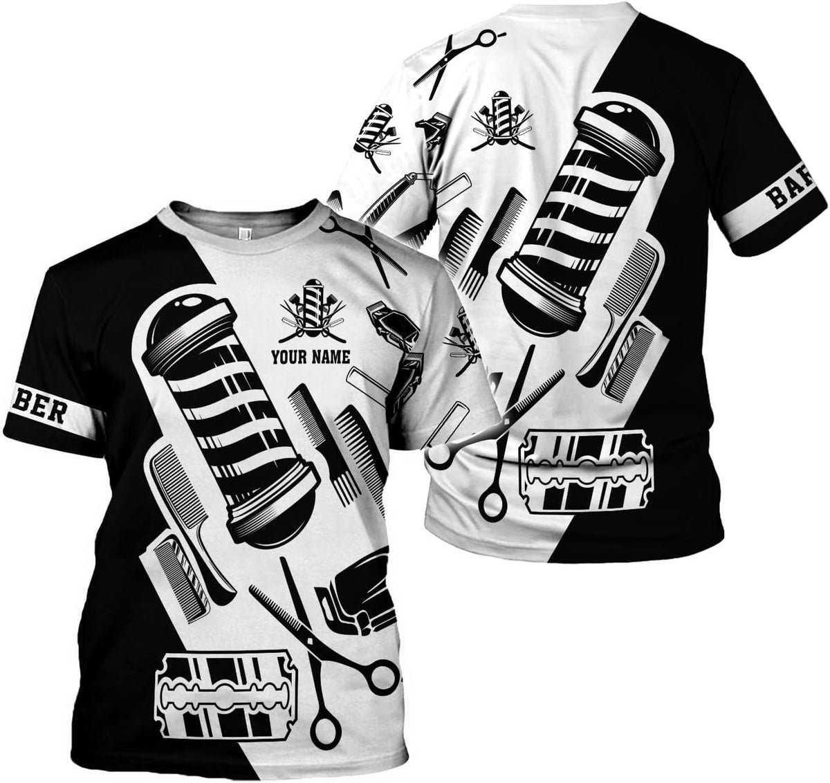 Personalized Name Barber 3D All Over Printed Shirts for Men & Women, Hair Stylist Shirt Gift for Barbershop