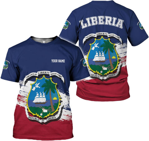 Royal Fight Personalized Liberia Shirts Liberian Pride Flag Shirt Liberia Flag Shirts Liberia Flag Gift T-Shirt for Men Women
