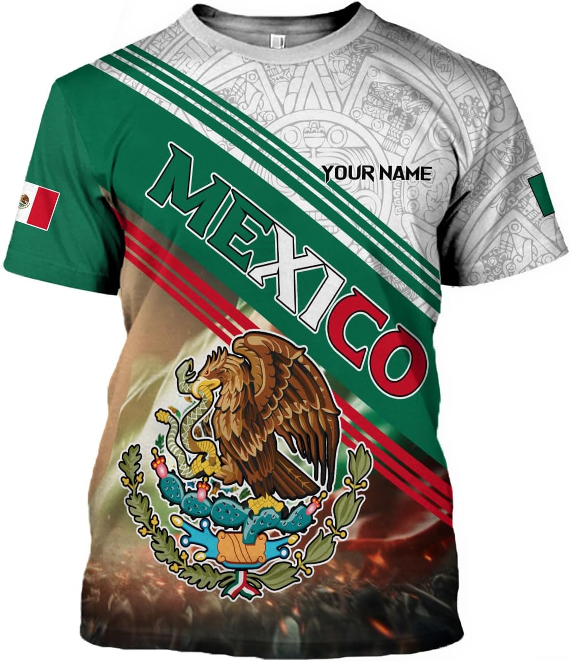 Mostprints Personalized Name Mexican Shirts for Men 3D Customized Mexico Shirts for Men Mexico Shirts for Women Mexico Shirt