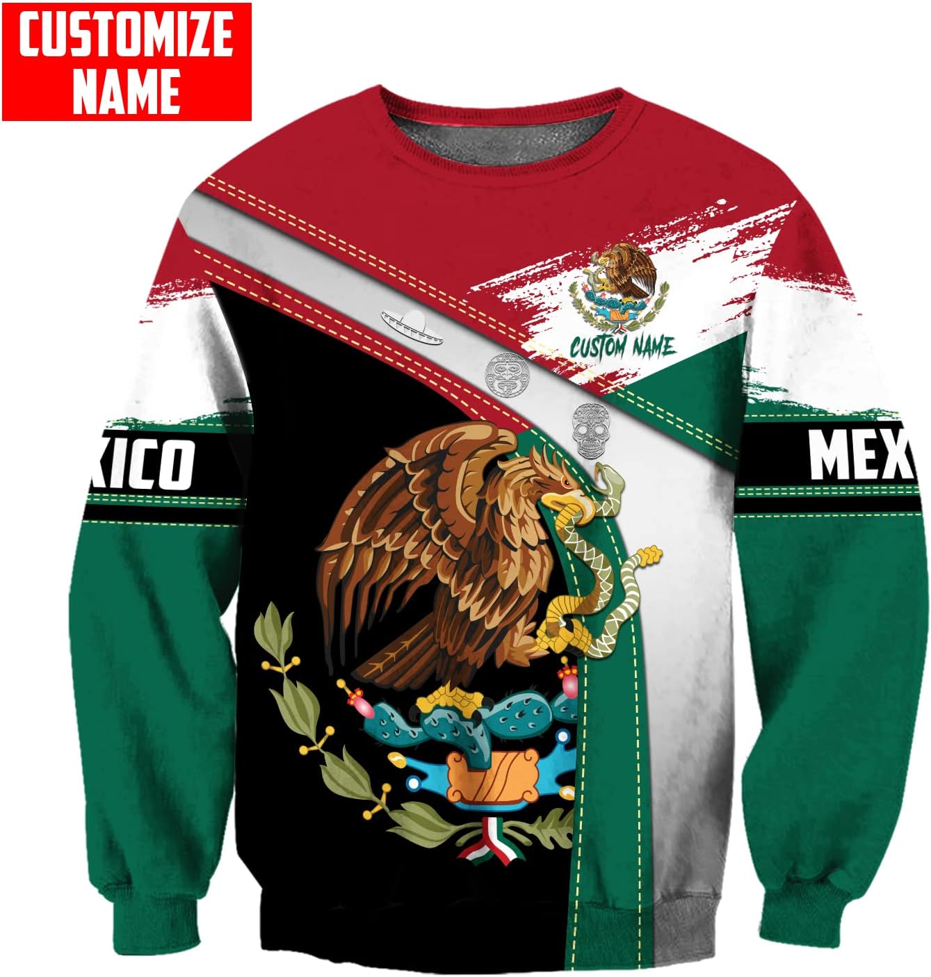 Personalized Name Mexico Hoodie, Custom Name Mexico Hoodies for Men Unisex Hoodie, T Shirt, Zip Up Hoodie, Sweatshirt for Men AD1030 Multicolor