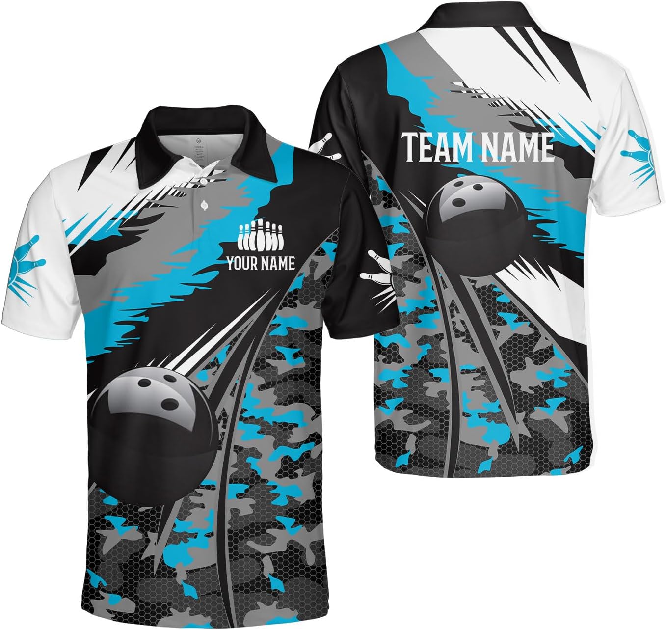 Custom 3D Bowling Polo Shirts for Men and Women Personalized Team Name Gift Unisex Customized Bowling Short Sleeve Polo Shirt