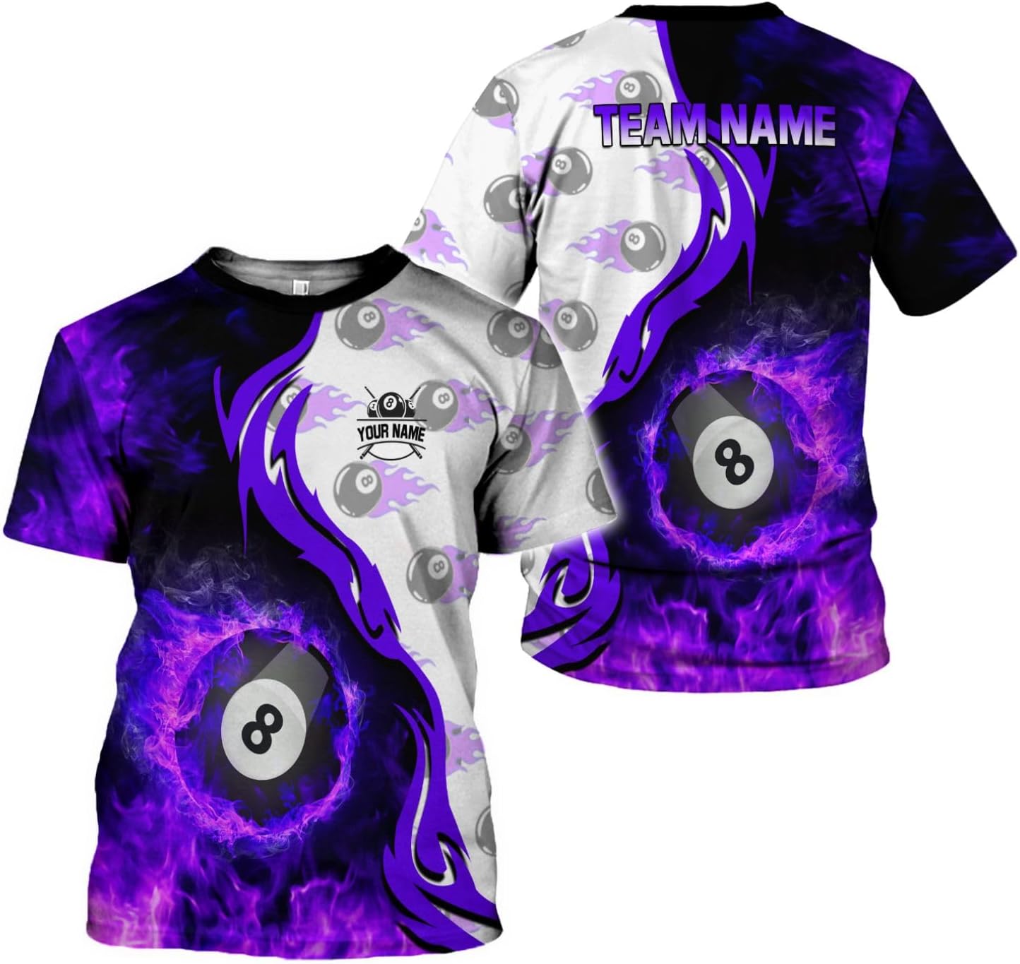 Ligthuy Personalized Name Billiard Shirts 3D, Billiards Shirt 8 Ball Billiard Shirt Custom Men's Pool Men Women1