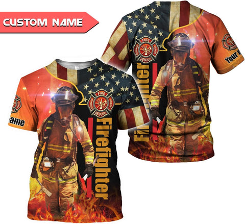 Mostprints Personalized Name Firefighter Shirt 3D, Custom Name Firefighter Shirts Men, Gift Firefighter Shirts for Women1