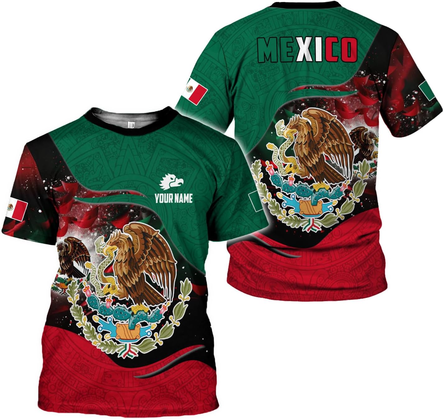 Mostprints Personalized Name Mexican Shirts for Men 3D Customized Mexico Shirts for Men Mexico Shirts for Women Mexico Shirt