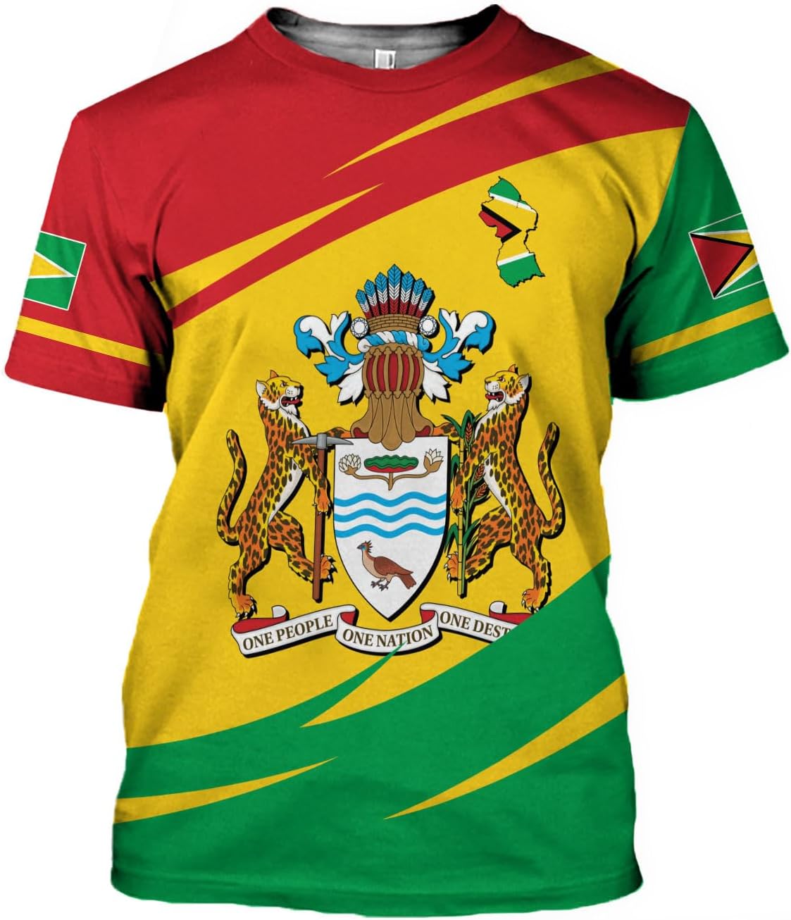 MoonArt Personalized Guyana Shirts - Guyanese Coat of Arms Flag 3D