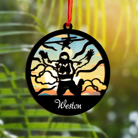 Personalized Parachute Ornament 2024, Custom Skydiving Christmas Ornament, Unique Skydiving Gift, Parachute Ornament, Paragliding Ornament, Paragliding for Men with Name and Year (Acrylic, Style 3)