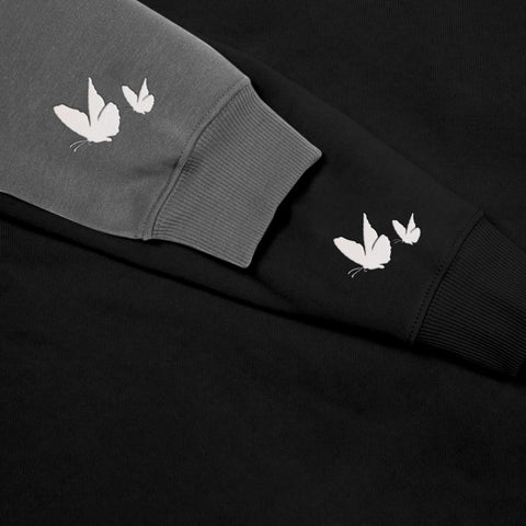Podagree Personalized Butterfly Embroidered Sweatshirt, Custom Pink Butterfly Hoodie Name FLower Graphic