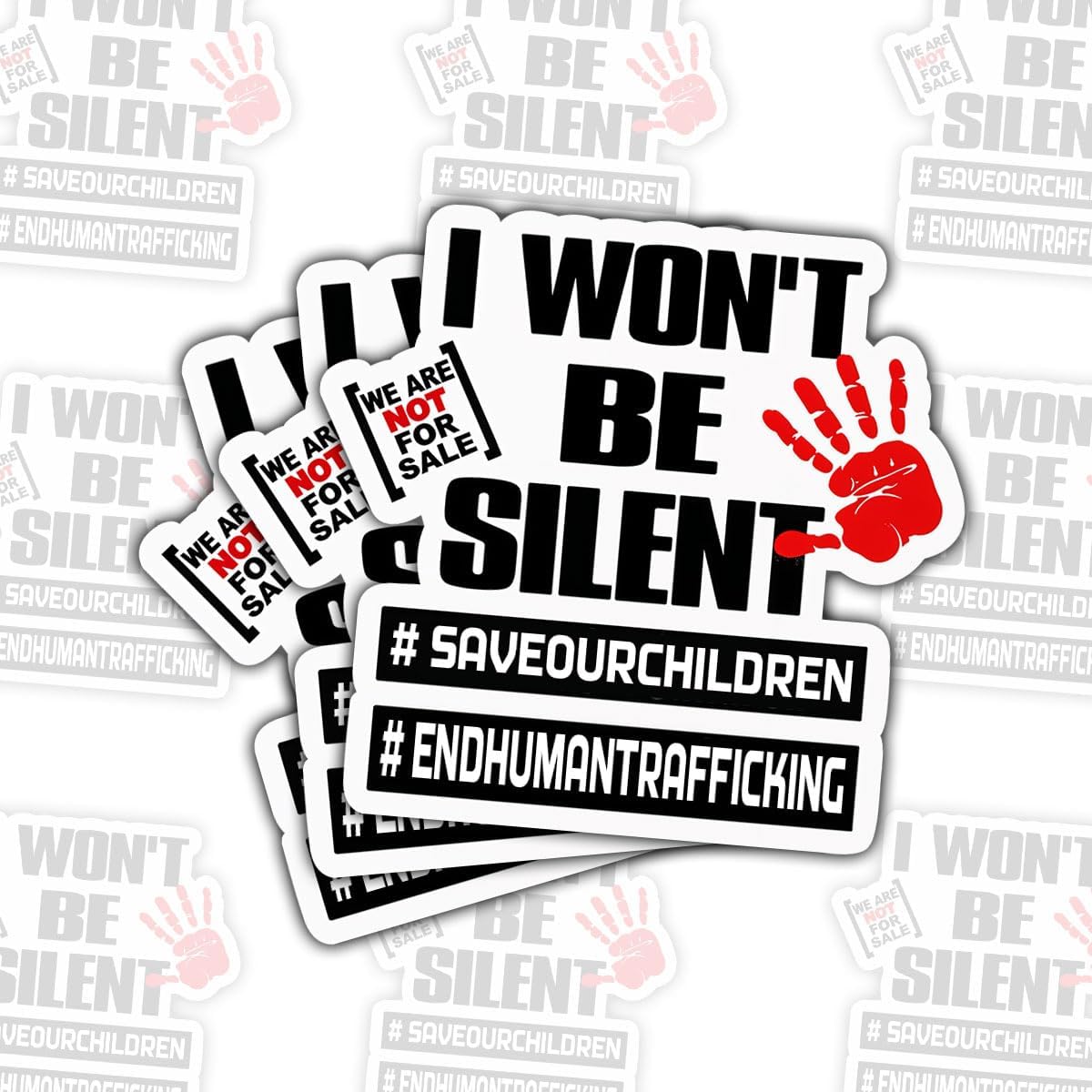 3 Pcs I Won't Be Silent Save Our Children End Human Trafficking Sticker, Human Trafficking Awareness Stop Hand Decal Sticker Wall Laptop Decals for Water Bottle Tumbler Phone Case Laptop 3"x3"