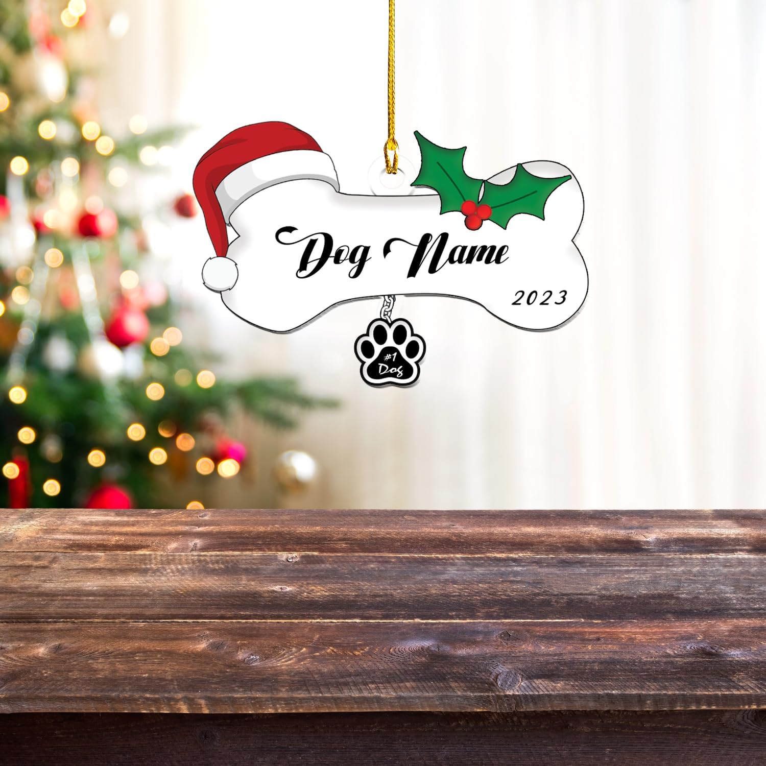 MAPrints Personalized Dog Ornament, Custom Dog Acrylic 2D Flat Shape Memorial Ornament, Dog First Christmas Ornament 2024, Pet Ornaments, Dog Acrylic Memorial Gifts for Dog Lovers (Dog 10)