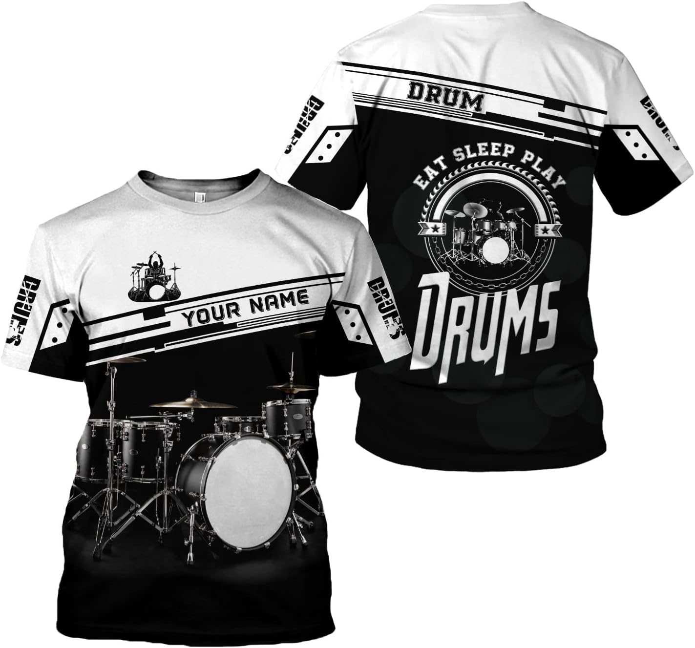 Personalized 3D Drummer Shirt - Custom Name 3D Drum Shirt Gift for Women & Men