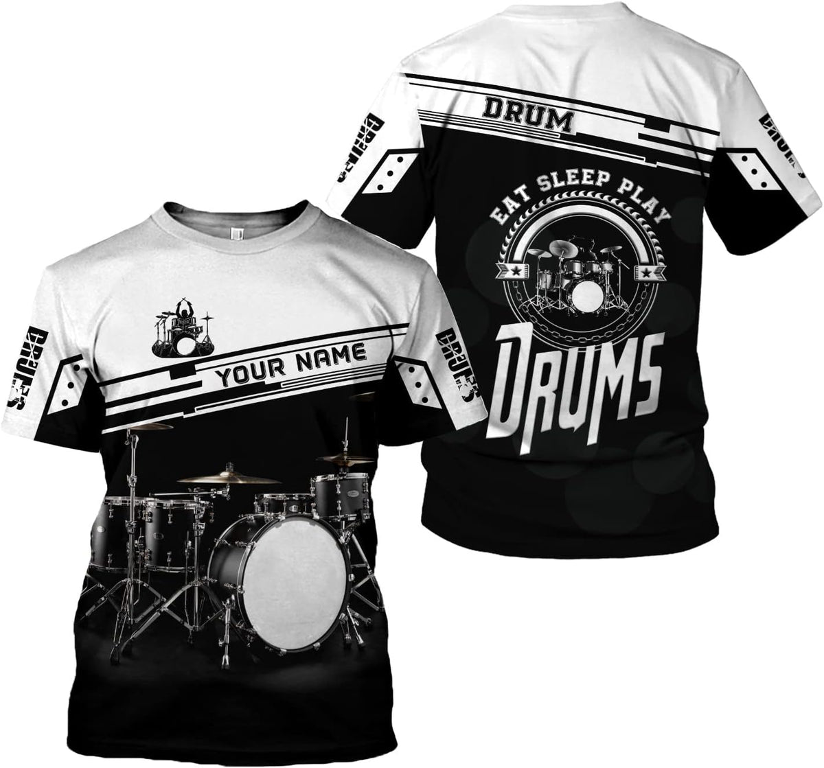 Personalized 3D Drummer Shirt - Custom Name 3D Drum Shirt Gift for Women & Men