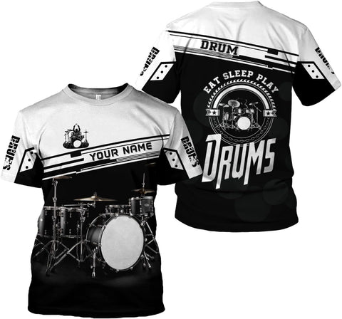 Personalized 3D Drummer Shirt - Custom Name 3D Drum Shirt Gift for Women & Men