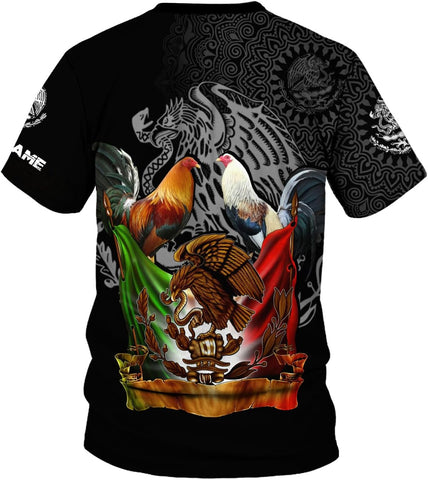 MoonArt Personalized Name Mexican Shirts for Men, Rooster Mexico Shirts for Men, Mexico Shirt Eagle Flag Mexican Eagle