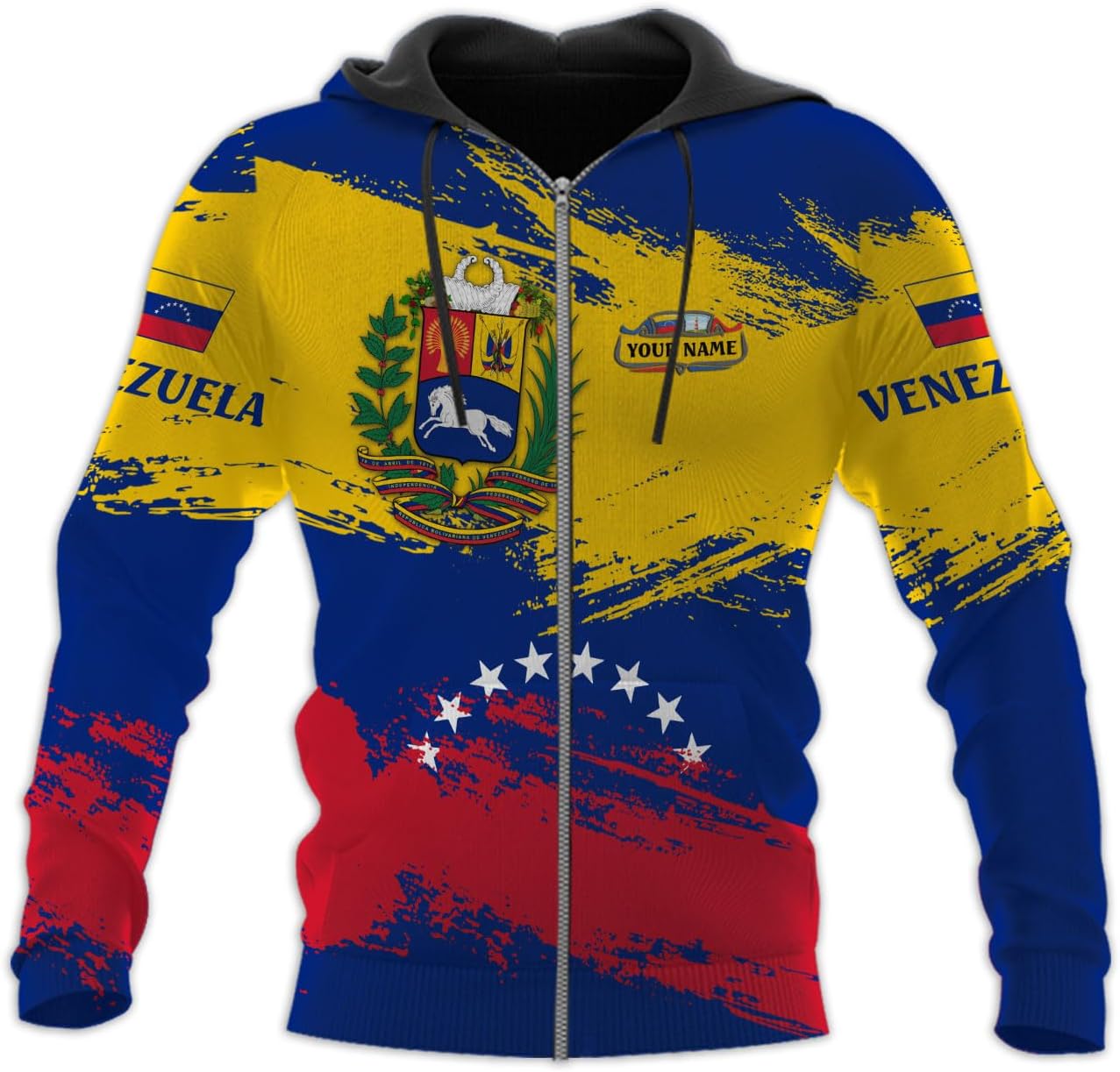 Custom Men's Venezuela Flag & Coat of Arms Hoodie