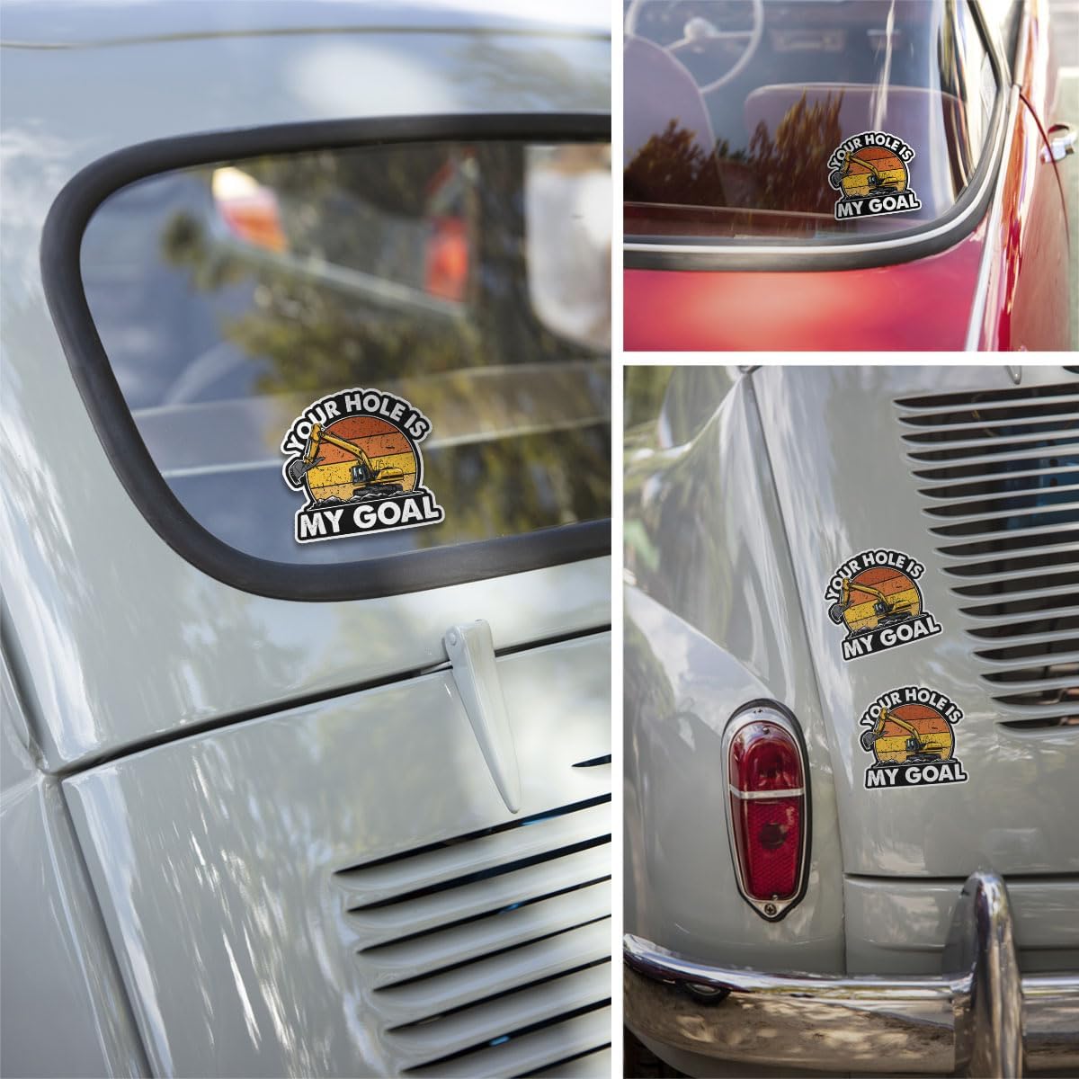3 Pcs Your Hole is My Goal Sticker, Heavy Equipment Operator Excavator Gift Sticker Construction Worker Funny Gag Toolbox Vinyl Stickers for Laptop Water Bottle Phone Car Window Helmet 3"x3" (H1)