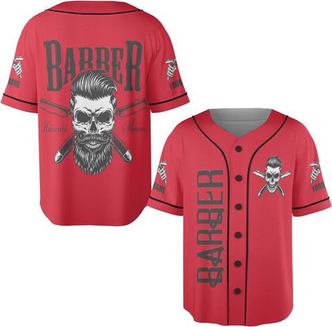 Custom Barber Shop Baseball Jersey Personalized Name Barber Shirt 3D for Men Women Hairdresser Shop Gift Scissors Pole Shirts