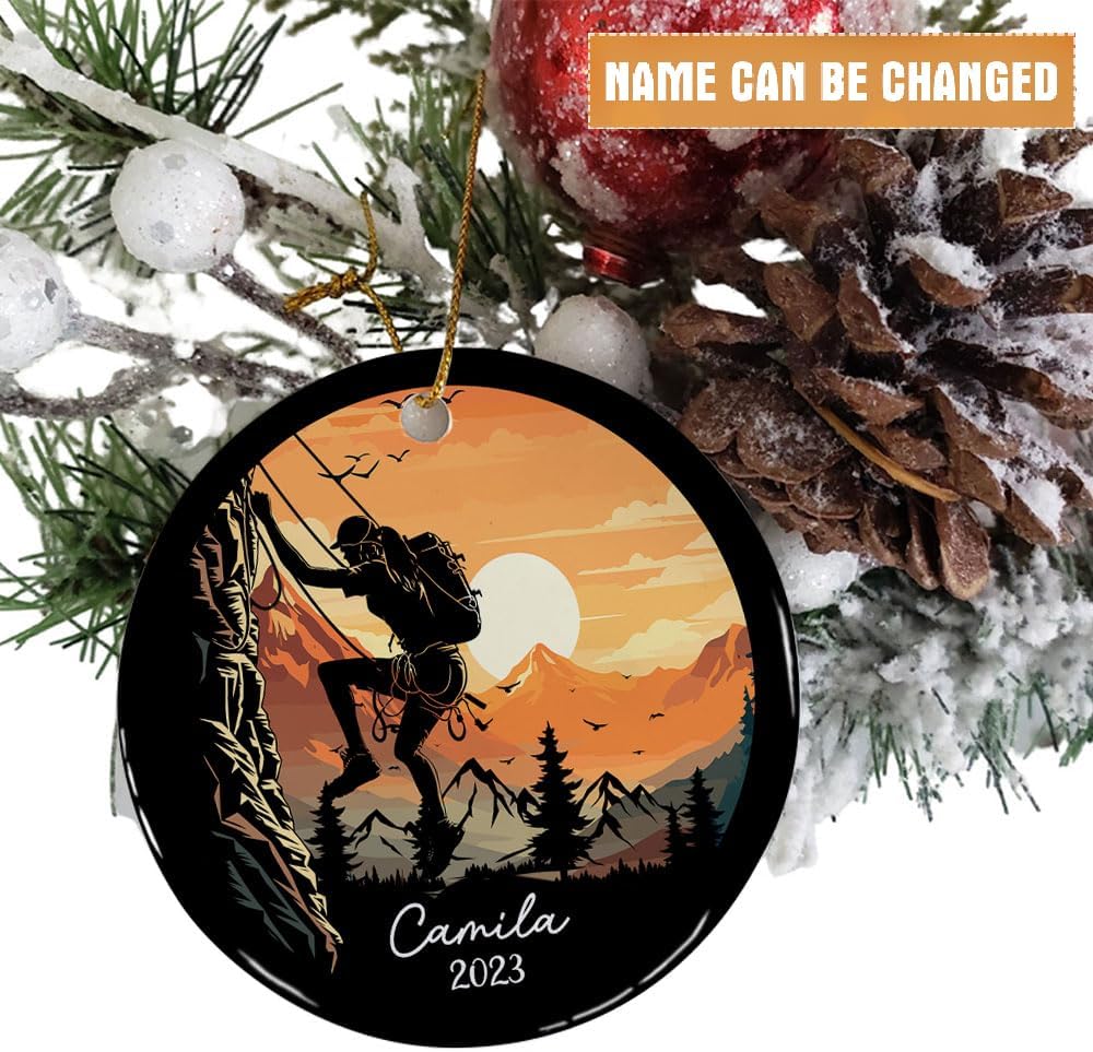Tinoshop Personalized Rock Climber Christmas Ornament, Rock Climbing Christmas Ornaments, Rock Climbing Ornament Gifts for Rock Climber, Rock Climbing Gifts for Men Women, Gifts for Climbers (ON321)