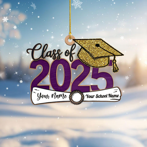 Personalized Graduation Wood Ornaments Class of 2025, Graduation Ornament Gifts for High School Seniors, Graduation Christmas Ornament 2025