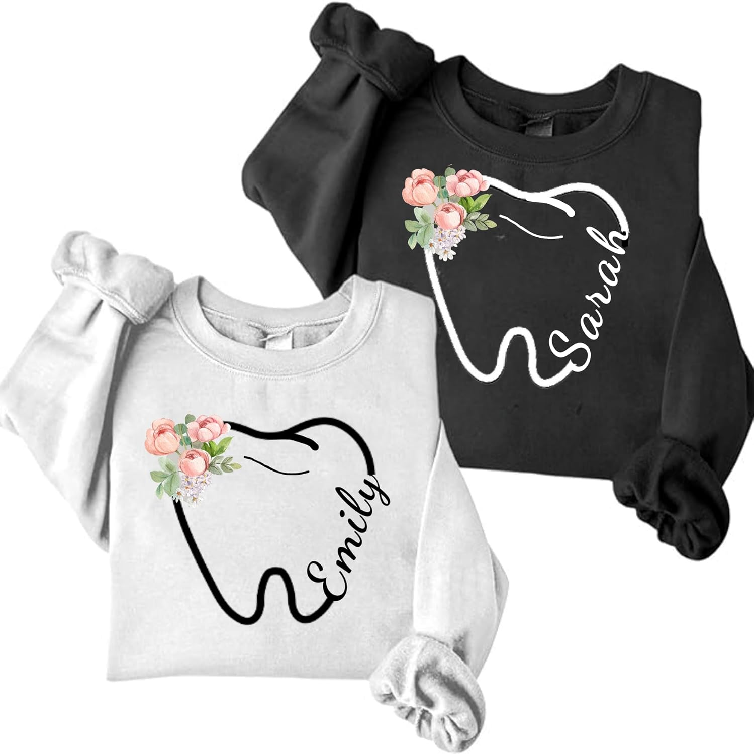 Suseaz Personalized Dentist Embroidered Sweatshirt Dental Assistant Shirt Gift Dental Hygienist Crewneck Graphic Pullover