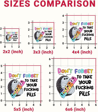 3Pcs Don't Forget to Take Your Fucking Pills Sticker Pills Medication Gifts Don't Forget to Take Your Meds Stickers Medicine Reminder Vinyl Car Decal for Laptop Water Bottle Toolbox Phone Case 3"