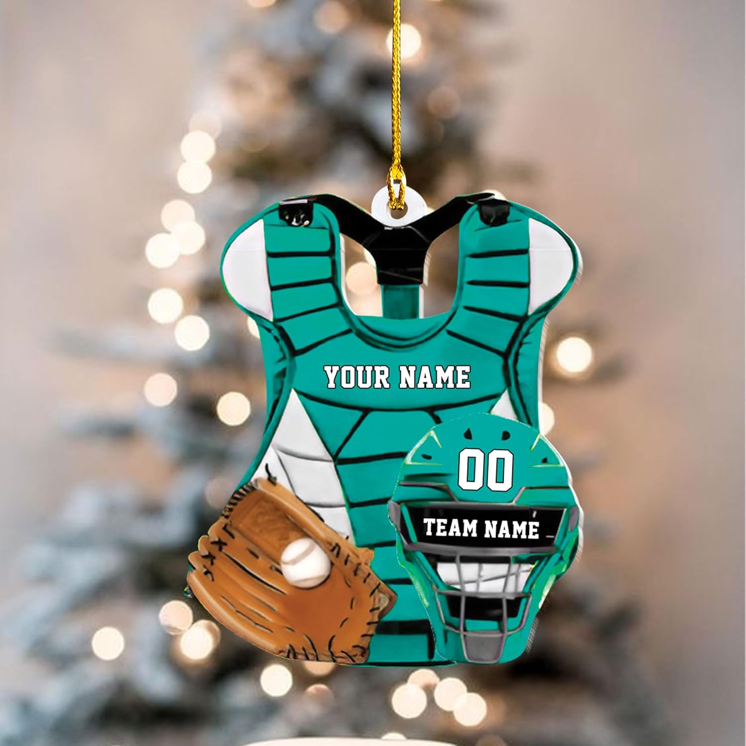 Artparel Personalized Softball Ornament Christmas Tree Decoration Custom Softball Christmas Ornament 2D Shape Flat Softball Lover Gifts Beginner Softball Players Ornament Gift (Softball 3)