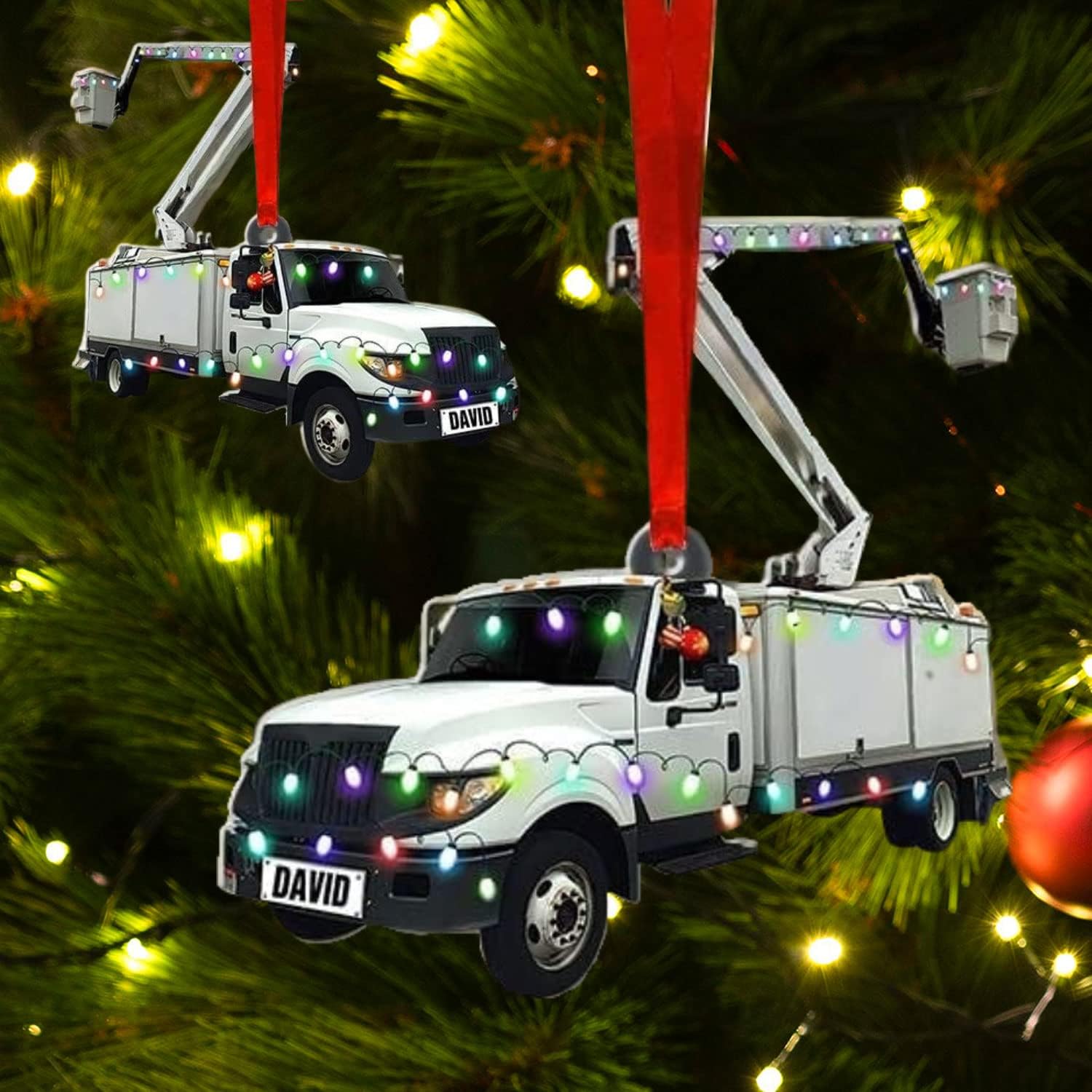 HomeDesign Personalized Lineman Ornament Custom Lineman Ornaments Line Man Christmas Ornaments Gifts for Lineman Ornament Lineman Christmas Hanging Ornament Lineman Gift (Style 1)