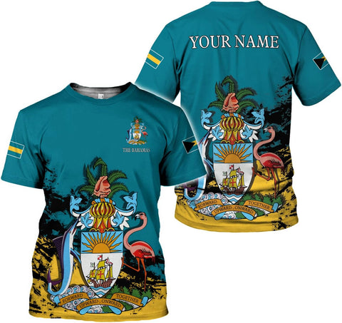 Personalized Bahamas Shirt 3D Custom Bahamas Flag Shirt for Men and Women Bahamas Pride Shirt
