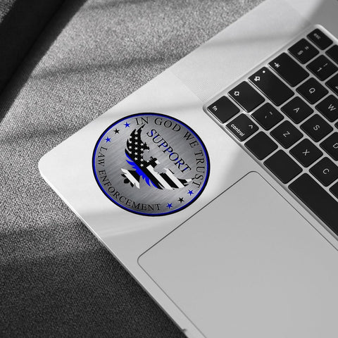 (3Pcs) in God We Trust, Law Inforcement Eagle Thin Blue Line Sticker, Police Badge Sticker, USA Police My Hero Sticker - Stickers for Laptop Water Bottle Phone Car Window Helmet 3" (PL 1)