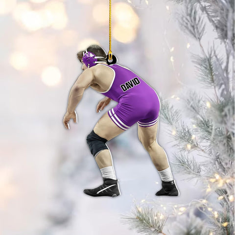 Artparel Personalized Wrestling Ornament Wrestling Helmet Ornaments Wrestling Christmas Ornament Gift for Wrestling Player Wrestling Christmas Tree Ornaments for Boys or Girls (WL15)