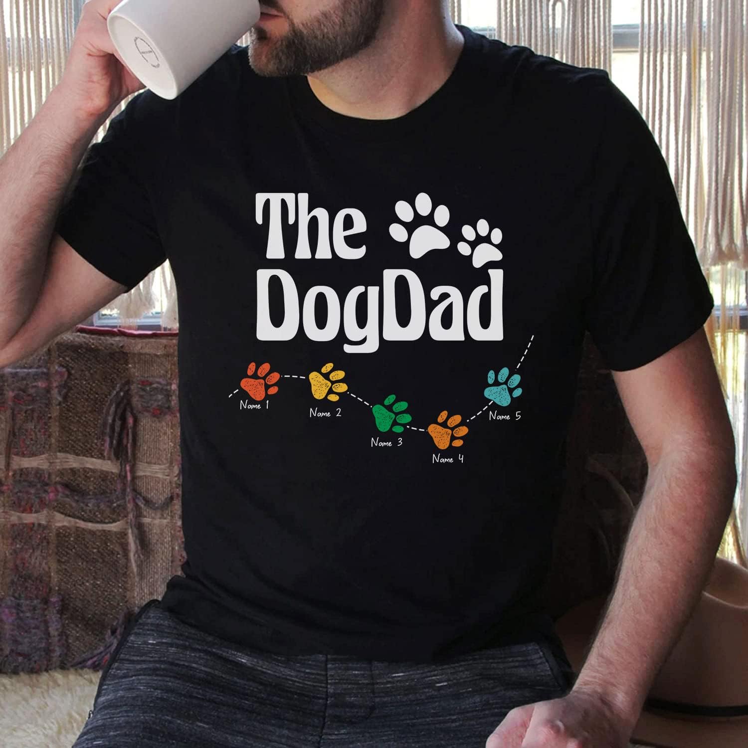 Personalized Dog Dad Shirts for Men, Best Dog Dad Ever Tshirt Gifts Fathers Day, Custom Funny Dogfather T-Shirt (TS17)