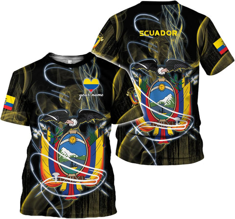 Mostprints Personalized Name Ecuador Shirt 3D, Ecuador Ecuadorian Flag Pride Gift T-Shirt, Ecuador Shirts for Men Women S-5XL