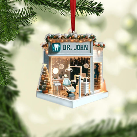 Personalized Dentist Christmas Ornament, Santa's Favorite Dentist Ornament, Doctor or Dental Hygienist Assistant Keepsake Gift, Teeth Ornament (Acrylic, Style 16)