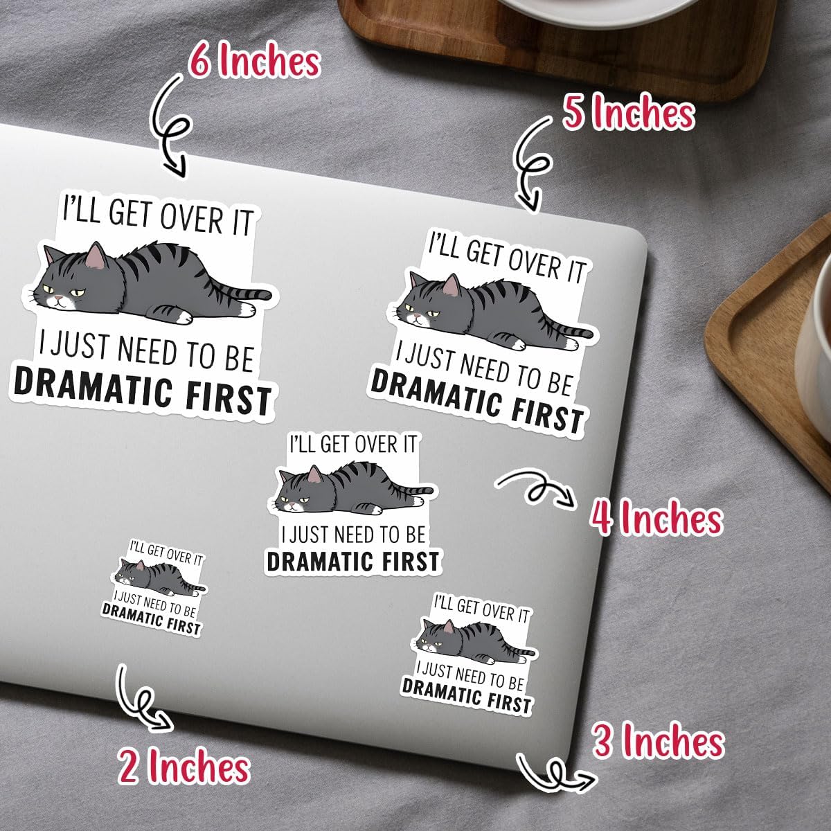 (3pcs) I'll Get Over It I Just Need to Be Dramatic First Sticker Funny Sarcasm Drama Lover Dramatic Sarcastic Stickers - Vinyl Stickers 3'' for Laptop Water Bottle Phone Car Window Helmet (Cat)
