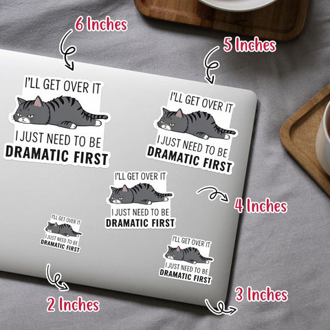 (3pcs) I'll Get Over It I Just Need to Be Dramatic First Sticker Funny Sarcasm Drama Lover Dramatic Sarcastic Stickers - Vinyl Stickers 3'' for Laptop Water Bottle Phone Car Window Helmet (Cat)