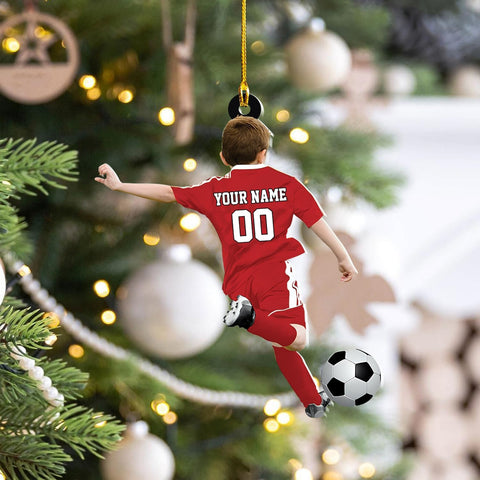 Personalized Soccer Player Christmas Ornament Great Gift Idea for Soccer Players and Soccer Lovers Custom Name Christmas Wood Plastic Ornament Custom Christmas Tree Hanging Gifts Home (CS6)