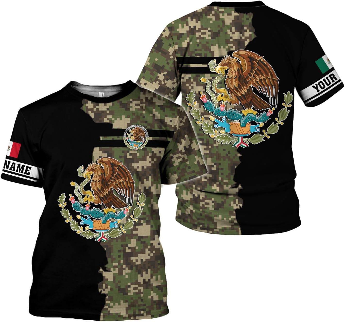 Mostprints Personalized Name Mexican Shirts for Men 3D Customized Mexico Shirts for Men Mexico Shirts for Women Mexico Shirt