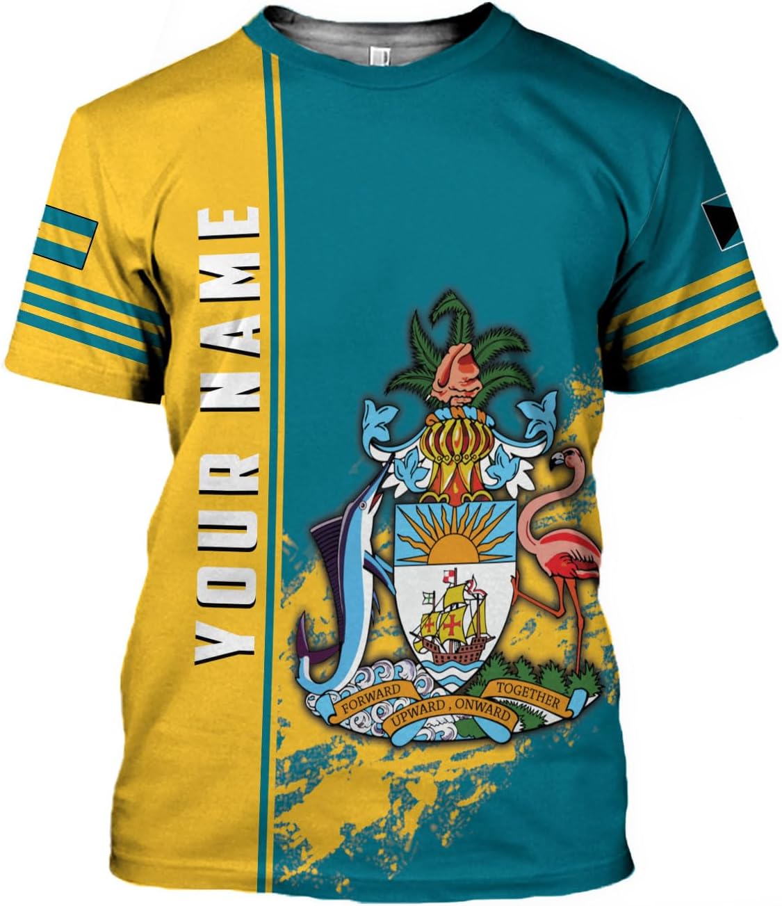 Artparel Personalized Bahamas Shirts 3D Bahamas T-Shirt Bahamas Shirts for Men Bahamas Souvenirs Shirts Bahamas Flag Shirts